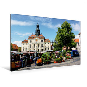 Premium Textil-Leinwand 120 cm x 80 cm quer Markttag auf dem Rathausplatz
