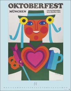 Oktoberfest Posterkalender 2024. Außergewöhnliches Oktoberfest-Souvenir für Fans des berühmten Volksfests – München-Kalender mit Originalplakaten der Wiesn im Format 34 x 44 cm. Hochformat