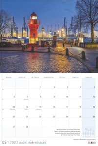 Leuchten des Nordens Mini-Broschurkalender 2023. Foto-Wandkalender mit Leuchtturmaufnahmen und Platz für Notizen. Kalender, Terminplaner und Blickfang.