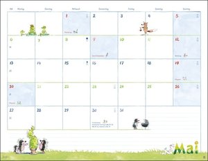 Helme Heine Monatsplaner 2024. Liebevoll illustrierter Wandkalender von Helme Heine mit den drei Freunden. Termin-Kalender 2024 zum Eintragen. 44 x 34 cm. Querformat.