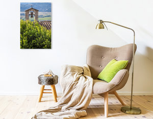 Premium Textil-Leinwand 50 cm x 75 cm hoch Glockenturm in Bonnieux, Luberon, Provence, Frankreich