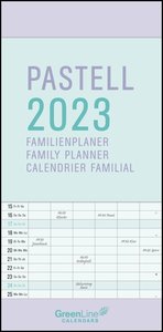GreenLine Pastell 2023 - Wandkalender - Familien-Kalender - Familienplaner - 22x45