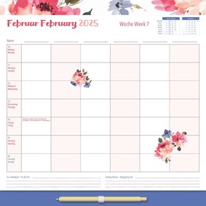 Familien Wochenkalender Flowers 2025 - Familien-Timer - Termin-Planer - Kinder-Kalender - Familien-Kalender - 30,5x30,5