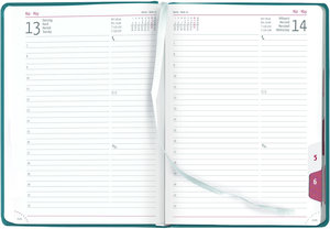 Buchkalender Tucson türkis 2025 - mit Registerschnitt - Büro-Kalender A5 - 1 Tag 1 Seite - 416 Seiten - Tucson-Einband - Zettler