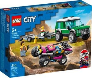 LEGO® City 60288 - Rennbuggy Transporter Truck mit Anhänger und lenkbarem Baja-Rennwagen, Bausatz, 210 Teile