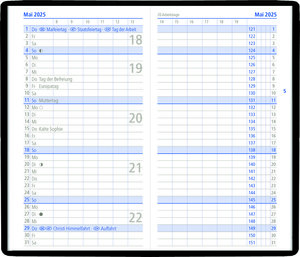 Zettler - Taschenplaner 2025 schwarz, 9,5x16cm, Taschenkalender mit 32 Seiten in Kunststoffhülle, 1 Monat auf 2 Seiten, separates Adressheft, Wochenzählung, Mondphasen und deutsches Kalendarium