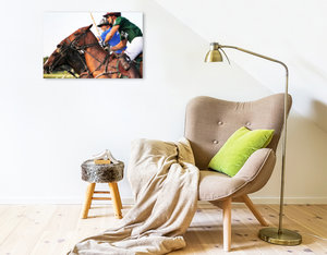 Premium Textil-Leinwand 75 cm x 50 cm quer Gruppendynamik mit Pferden