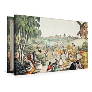Premium Textil-Leinwand 120 cm x 80 cm quer Feldernte (Sommer), Künstler: Carl Wilke (1800-1876)