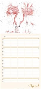 Happy Family Familienplaner 2024. Großer Terminkalender mit 5 Spalten für Familien. Schöner Familien-Wandkalender 2024 mit süßen Tier-Illustrationen. 22x48 cm.