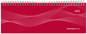 Tisch-Querkalender Profi rot 2025 - Büro-Planer 29,7x10,5 cm - Tisch-Kalender - 1 Woche 2 Seiten - Ringbindung - Zettler