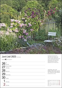 Gartenparadiese Wochenplaner 2023. Dekorativer Wandkalender zum Eintragen mit 53 romantischen Garten-Fotos und Zitaten. Termin-Kalender 2023 für die Wand. 25x36 cm