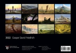 Caspar David Friedrich 2022 - Black Edition - Timokrates Kalender, Wandkalender, Bildkalender - DIN A4 (ca. 30 x 21 cm)