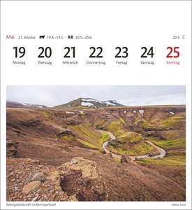 Island Sehnsuchtskalender 2025 - Wochenkalender mit 53 Postkarten
