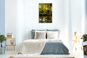 Premium Textil-Leinwand 60 cm x 90 cm hoch Herbstimpression am See