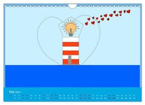 Leuchtturm im Meer (Wandkalender 2024 DIN A4 quer), CALVENDO Monatskalender