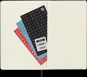 Moleskine 12 Monate Tageskalender 2024, Large/A5, Schwarz