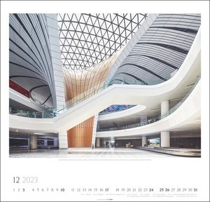 Moderne Architektur Kalender 2023. Großer Wandkalender 48x46 cm mit Monatskalendarium. Zeitgenössischer Architektur-Kalender mit faszinierenden Aufnahmen.