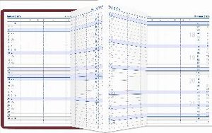 Taschenplaner Leporello PVC bordeaux 2023 - Bürokalender 9,5x16 cm - 1 Monat auf 2 Seiten - separates Adressheft - faltbar - Notizheft - 510-1011