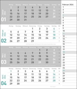 tm 4-Monats-Planer türkis 2024. Praktischer Wandplaner mit Datumsschieber. Büro-Kalender mit Notizspalte und Jahresübersicht. Wandkalender 2024 fürs Büro. 30 x 35 cm.