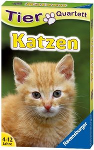 Ravensburger 20421 - Tierquartett Katzen, Klassiker für 3-6 Spieler ab 4 - 12 Jahre, 32 Katzenrassen
