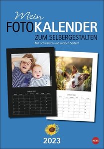 Mein Fotokalender zum Selbergestalten 2023. Blanko-Kalender zum Basteln mit schwarzen und weißen Seiten für eine persönliche Gestaltung. Foto- und Bastelkalender 2023. 22x33 cm