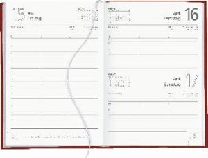 Buchkalender rot 2023 - Bürokalender 14,5x21 cm - 7 Tage auf 6 Seiten - wattierter Kunststoffeinband - Stundeneinteilung 7 - 19 Uhr - 873-0011