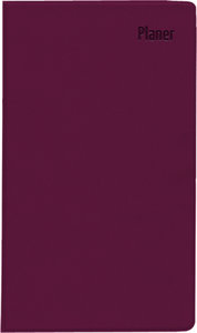 Taschenplaner Leporello PVC bordeaux 2025 - Bürokalender 9,5x16 cm - 1 Monat auf 1 Seite - separates Adressheft - faltbar - Notizheft - 501-1011