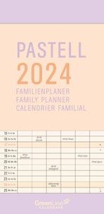GreenLine Pastell 2024 - Wandkalender - Familien-Kalender - Familienplaner - 22x45