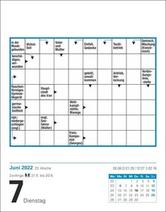 Kreuzworträtsel Kalender 2022