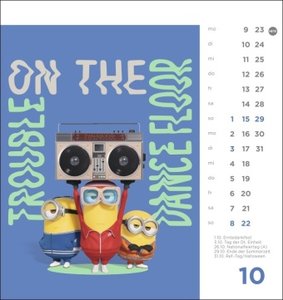 Minions Postkartenkalender 2023. Kleiner Tischkalender mit den witzigen gelben Kerlchen. Kalender im Postkartenformat zum Aufstellen oder Aufhängen.