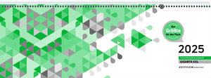 Tischquerkalender Giganta XXL grün 2025 - 42,2x14,8 cm - 1 Woche auf 2 Seiten - Bürokalender - Stundeneinteilung 7 - 22 Uhr - 126-0013