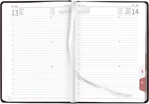 Buchkalender Tucson schwarz 2025 - mit Registerschnitt - Büro-Kalender A5 - 1 Tag 1 Seite - 416 Seiten - Tucson-Einband - Zettler