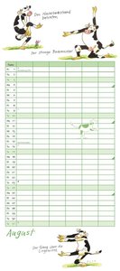Yoga für Kühe Familienplaner 2025 – Wandkalender – Familien-Kalender mit 6 Spalten – Format 22 x 49,5 cm