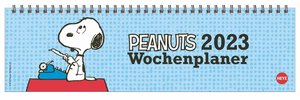 Peanuts Wochenquerplaner 2023. Kultiger Tischkalender für den Arbeitsplatz. Spiral-Kalender mit Snoopy, Charlie Brown und Co. Wochenplaner 2023 quer.