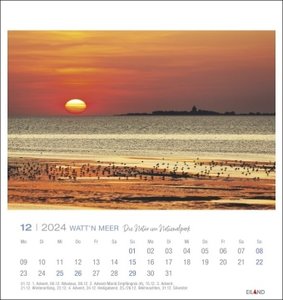 Watt'n Meer Postkartenkalender 2024. Der Nationalpark Wattenmeer in einem Fotokalender im Postkartenformat. Kleiner Kalender zum Aufstellen oder Aufhängen mit 12 Postkarten.