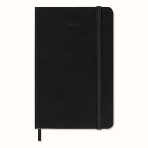Moleskine 12 Monate Tageskalender 2024, Pocket/A6, Schwarz