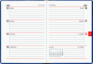 Taschenkalender blau 2023 - Bürokalender 10,2x14,2 - 1 Woche auf 2 Seiten - flexibler Kunststoffeinband - Notizheft - Wochenkalender - 640-1015