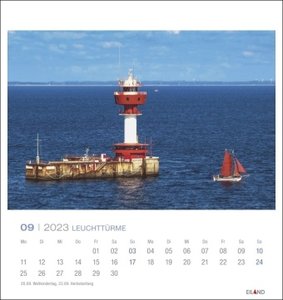 Leuchttürme Postkartenkalender 2023. Eiland-Leuchtturm-Kalender mit 12 Farbfotos der Nordsee- und Ostseeküste. Kalender 2023 mit Postkarten zum Aufstellen und Aufhängen.