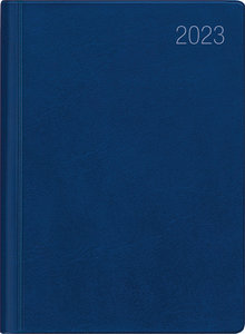 Taschenkalender blau 2023 - Bürokalender 10,2x14,2 - 1 Tag auf 1 Seite - flexibler Kunstoffeinband - Stundeneinteilung 7 - 19 Uhr - 612-1015