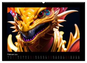 Phantasievolle Welt der Drachen (hochwertiger Premium Wandkalender 2024 DIN A2 quer), Kunstdruck in Hochglanz
