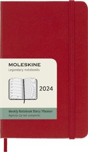 Moleskine 12 Monate Wochen Notizkalender 2024, Pocket/A6, Scharlachrot