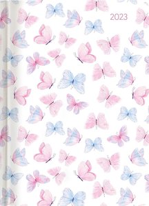 Ladytimer Grande Pastel Butterflies 2023 - Taschen-Kalender A5 (15x21 cm) - Schmetterlinge - Notiz-Buch - Weekly - 128 Seiten - Alpha Edition