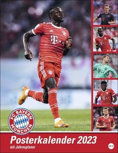 FC Bayern München Posterkalender. Wandkalender 2023 Großformat mit den besten Spielerfotos des FC Bayern. Toller Wandkalender XXL für Fußballfans.34x46 cm