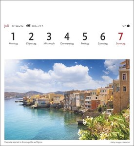 Griechische Inseln Sehnsuchtskalender 2024. Reise-Kalender mit 53 hochwertigen Postkarten der schönsten Plätze Griechenlands. Postkartenkalender 2024. 16 x 17,5 cm