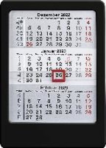 3-Monats-Tischaufsteller 2023 schwarz - Tisch-Kalender 12x16 cm - Büro-Kalender - mit Datumsschieber - Alpha Edition