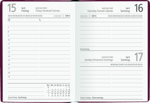 Taschenkalender bordeaux 2023 - Bürokalender 10,2x14,2 - 1 Tag auf 1 Seite - flexibler Kunstoffeinband - Stundeneinteilung 7 - 19 Uhr - 610-1011