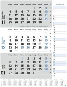 3-Monats-Planer blau 2024. Praktischer Wandplaner mit Datumsschieber. Büro-Kalender mit Notizspalte und Jahresübersicht. Wandkalender 2024 fürs Büro. 30 x 39 cm.