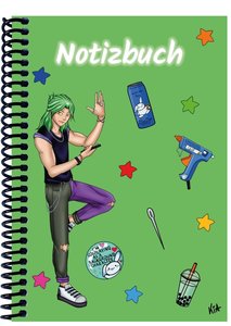 A 4 Notizbuch Manga Quinn, grün, kariert