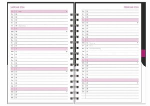 Familienplaner Buch A5 Amore 2023. Praktischer Buchkalender mit Gummiband und Stiftehalter. Stylischer Familien-Kalender mit 5 Spalten. Terminkalender 2023