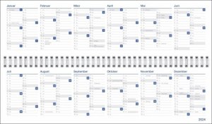 Wochenplaner quer 2023 in blau. Praktischer Tischquerkalender zum Umklappen. Zeitloser Spiral-Kalender 2023 fürs Büro. Wochenplaner für den Schreibtisch